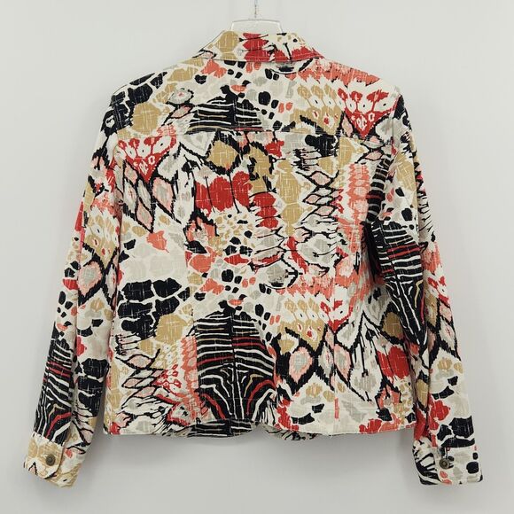 Lark Lane Denim Jean Jacket Womens Size 16 Multicolor Art To Wear Animal Print - Picture 2 of 6